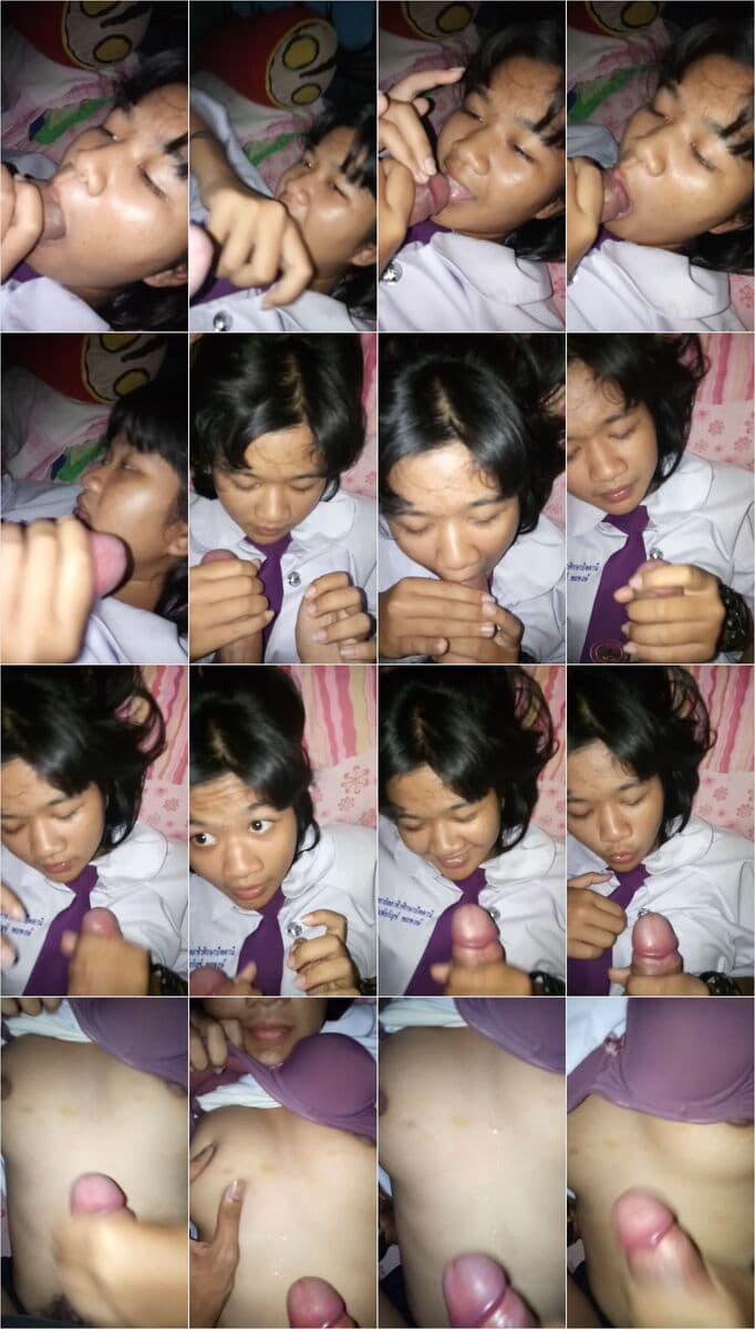 Petite Asian Schoolgirl Sucks Thick Cock Sloppy Wet Deepthroat - Closeup