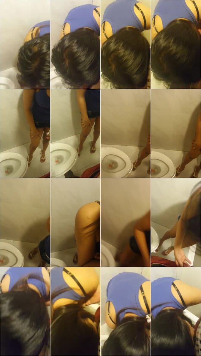 Petite Asian Tease Squats Wide Over Toilet Spreading Legs - Amateur