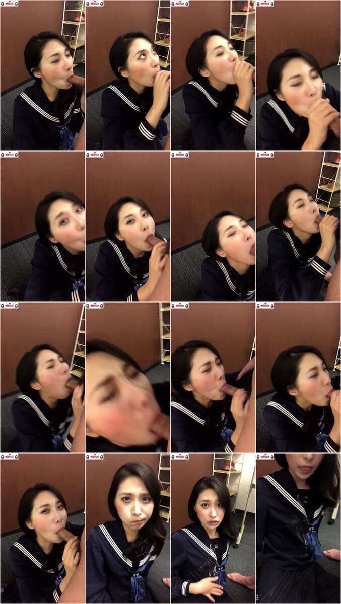 Petite Asian Schoolgirl Deepthroats Thick Cock Sloppy Wet - Closeup