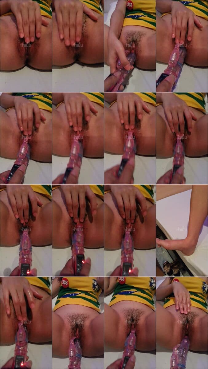 Hairy Asian Twink Inserts Pink Vibrator Deep Into Tight Ass - Closeup